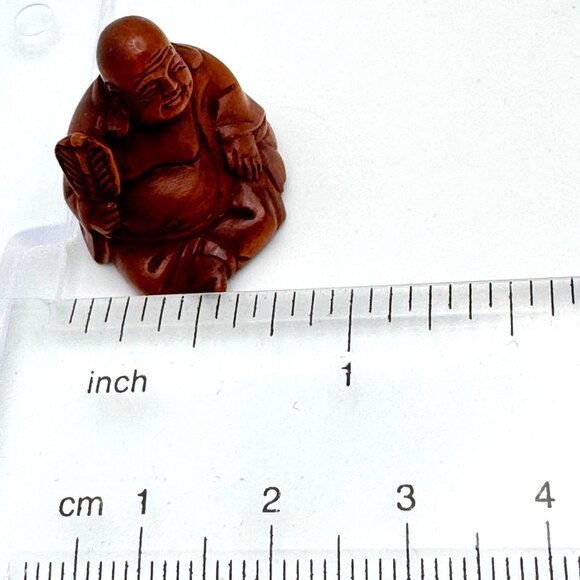 Ojime Bead Netsuke Kuan Yin Guanyin Quan Yin Hand-Carved Boxwood Signed Face - Picture 2 of 8